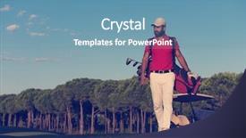  Presentation with golf course - PPT layouts enhanced with bag and walking at course background and a teal colored foreground