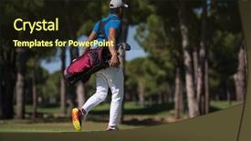  Presentation with golf course - PPT layouts with bag and walking at course background and a wine colored foreground