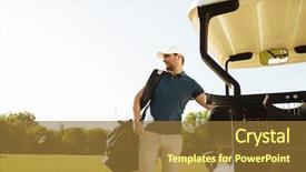  Presentation with vision golf - Presentation theme enhanced with bag at the buggy car background and a tawny brown colored foreground