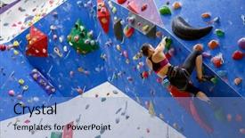  Presentation with youth sports - Presentation design featuring bag for talc climbing background and a teal colored foreground