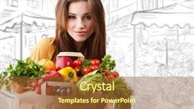  Presentation with food for health - PPT theme with bag full of healthy food background and a red colored foreground