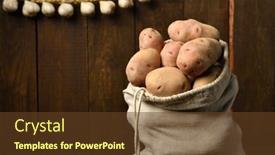  Presentation with garlic - Presentation featuring bag-full-of-potatoes background and a tawny brown colored foreground