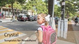  Presentation with pedestrian crossing - PPT layouts featuring bag goes to home pedestrian background and a soft green colored foreground