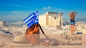  Presentation with greek - Presentation theme featuring bag-hat-greek-flag and a  colored foreground