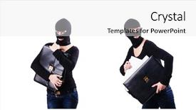  Presentation with industrial espionage - Slide deck consisting of bag industry - industrial espionage concept with person background and a white colored foreground