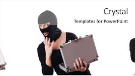  Presentation with industrial espionage - Audience pleasing presentation design consisting of bag industry - industrial espionage concept with person backdrop and a white colored foreground