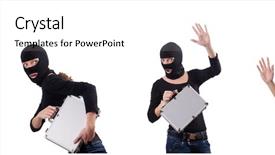  Presentation with espionage - Beautiful PPT layouts featuring bag industry - industrial espionage concept with person backdrop and a white colored foreground