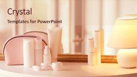  Presentation with cosmetics - PPT theme featuring bag industry - set of cosmetics and lamp background and a lemonade colored foreground
