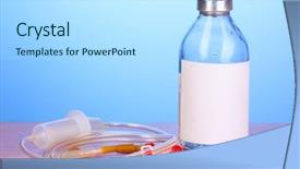 Presentation with antibiotics - Beautiful presentation theme featuring bag iv fluid - bottle of intravenous antibiotics backdrop and a light blue colored foreground