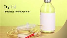  Presentation with antibiotics - Colorful PPT theme enhanced with bag iv fluid - bottle of intravenous antibiotics backdrop and a blonde colored foreground