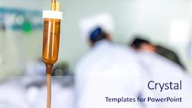  Presentation with infusion - Beautiful presentation theme featuring bag iv fluid - closeup of infusion bottle backdrop and a sky blue colored foreground