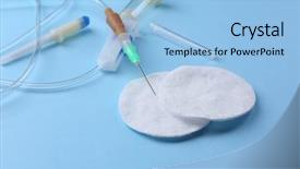  Presentation with infusion - Colorful presentation enhanced with bag iv fluid - disposable infusion set on blue backdrop and a light blue colored foreground