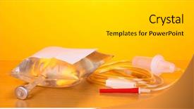  Presentation with antibiotics - Presentation design enhanced with bag of intravenous antibiotics background and a light gray colored foreground