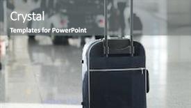 Presentation with luggage - Presentation theme featuring bag of luggage on airport background and a  colored foreground