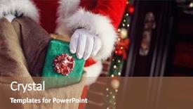  Presentation with gifts - PPT theme consisting of bag of santa claus background and a coral colored foreground