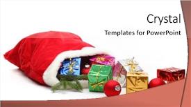  Presentation with gifts - Colorful PPT layouts enhanced with bag of santa claus backdrop and a white colored foreground