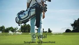  Presentation with golf course - PPT theme having bag on course in fairway background and a gold colored foreground