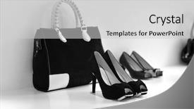  Presentation with shoes - Slide set featuring bag on the shelf monochrome background and a light gray colored foreground
