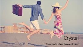  Presentation with beach bag - PPT layouts with bag representing freedom and funy background and a coral colored foreground