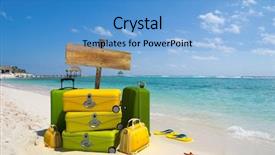  Presentation with pineapple a yellow wooden - Slide deck consisting of agence de voyage - pile of yellow luggage background and a teal colored foreground