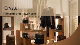  Presentation with mannequin - Theme enhanced with bag shoe show - window with mannequin and accessories background and a coral colored foreground