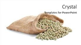  Presentation with bunch of green peas - Beautiful presentation theme featuring bag with dried green peas backdrop and a white colored foreground