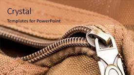  Presentation with bag - PPT theme consisting of bag with open zipper background and a coral colored foreground