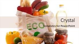  Presentation with organic - Amazing slide deck having green procurement - bag with organic products isolated backdrop and a coral colored foreground