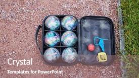  Presentation with game - PPT layouts enhanced with bag-with-set-of-balls background and a coral colored foreground