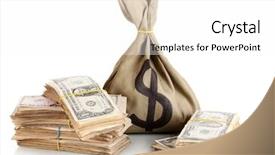  Presentation with bag - Colorful PPT theme enhanced with bag with stacks of dollars backdrop and a white colored foreground