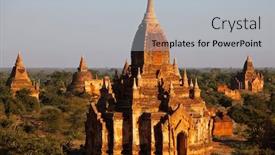  Presentation with myanmar bagan - PPT theme having bagan-at-sunset-in-myanmar background and a light gray colored foreground