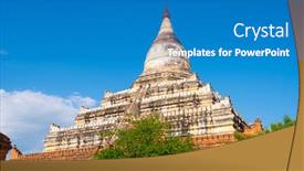  Presentation with myanmar bagan - Amazing PPT theme having bagan-myanmar-ancient-shwesandaw-pagoda backdrop and a teal colored foreground