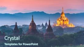 Presentation with myanmar bagan - Slide set featuring bagan myanmar ancient temple ruins background and a ocean colored foreground