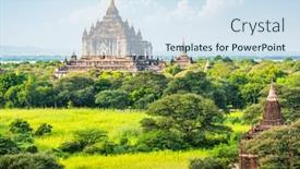  Presentation with myanmar bagan - PPT theme having bagan-myanmar-ancient-temple-ruins background and a sky blue colored foreground