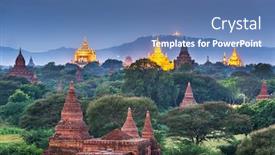  Presentation with myanmar bagan - Colorful presentation design enhanced with bagan-myanmar-temples backdrop and a teal colored foreground