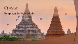  Presentation with myanmar bagan - Slides featuring bagan-myanmar-with-balloon background and a coral colored foreground