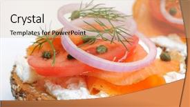  Presentation with bagel - Audience pleasing PPT theme consisting of bagel and lox smoked salmon backdrop and a coral colored foreground