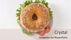  Presentation with bagel - Beautiful theme featuring bagel sandwich with ham backdrop and a coral colored foreground