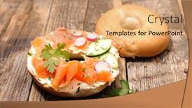  Presentation with bagel - Presentation theme featuring bagel-sandwich-with-smoked-salmon background and a coral colored foreground