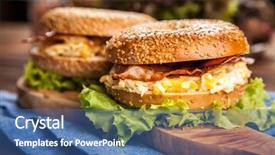  Presentation with bagel - Colorful presentation theme enhanced with bagel with bacon and egg backdrop and a ocean colored foreground