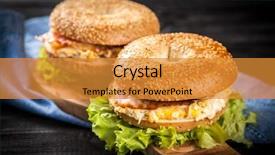  Presentation with bagel - Beautiful PPT theme featuring bagel with bacon and egg backdrop and a gold colored foreground