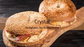  Presentation with bagel - Presentation theme featuring bagel-with-bacon-and-egg background and a yellow colored foreground