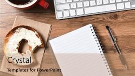  Presentation with bagel - Beautiful slide deck featuring bagel with cream cheese backdrop and a coral colored foreground