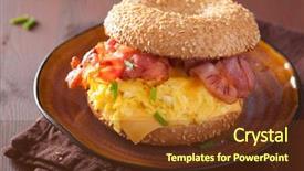  Presentation with breakfast sandwich - Amazing PPT theme having bagel with egg bacon cheese backdrop and a tawny brown colored foreground