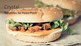  Presentation with bagel - Slide set having bagel-with-fresh-cheese background and a coral colored foreground