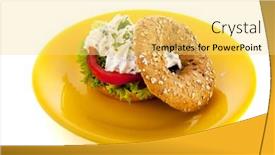  Presentation with white cheese - PPT theme consisting of bagel-with-fresh-cream-cheese background and a yellow colored foreground