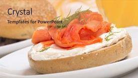  Presentation with everything - PPT theme enhanced with bagels - delicious freshly baked everything bagel background and a coral colored foreground