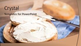  Presentation with bagel - Audience pleasing PPT layouts consisting of bagels with cream cheese backdrop and a coral colored foreground