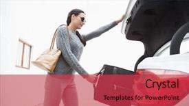  Presentation with car park - Colorful slide set enhanced with baggage of her car backdrop and a  colored foreground