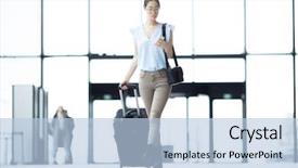  Presentation with country - Presentation theme featuring baggage traveling to another country background and a light blue colored foreground